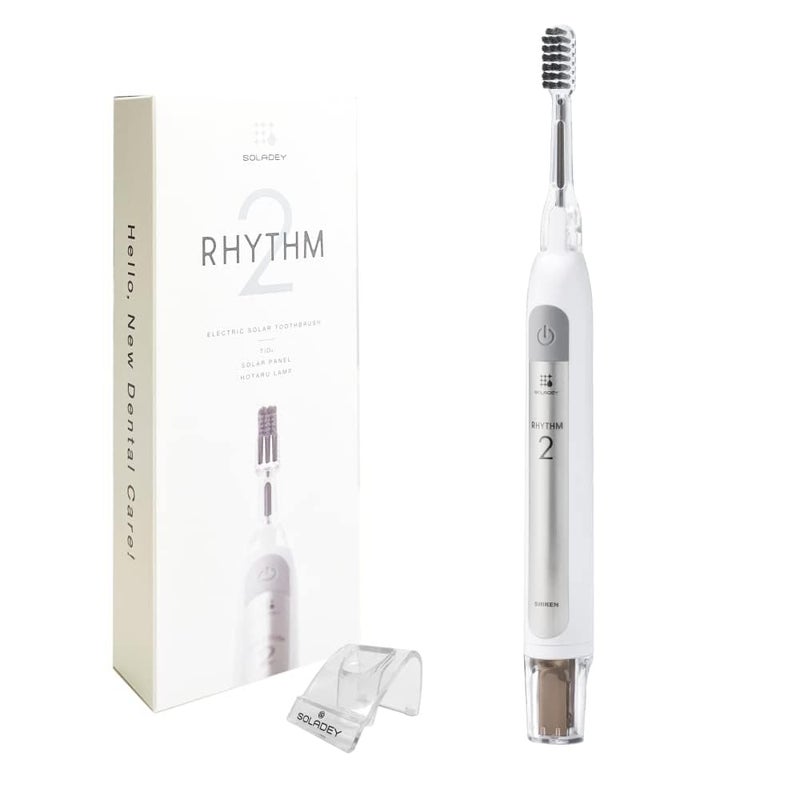 Soladey Rhythm 2, Ionic Power Electric Toothbrush, Solar Panels and TiO2 Semiconductor (Snow White), Ready to use Ionic Toothbrush